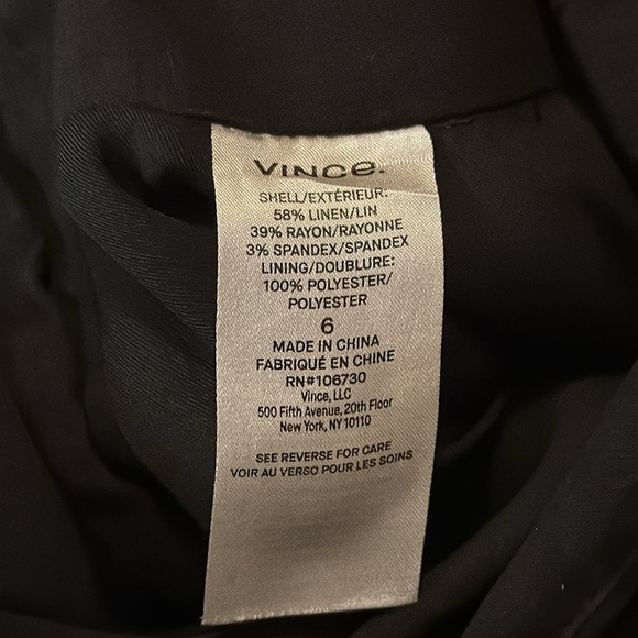 Vince Pleat Front Shorts In Black‎ Linen Blend Size 6 Side Button Closure EUC - Picture 5 of 8